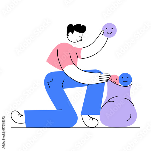 Flat style illustration showing a feedback collection