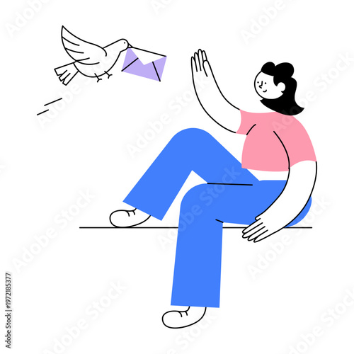 Flat style illustration showing receiving mail