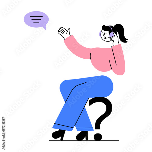 A flat style illustration showing a customer inquiry