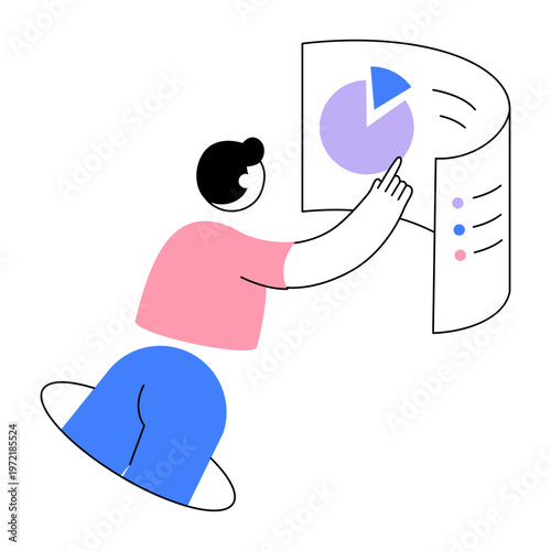 Flat style illustration showing a data analysis