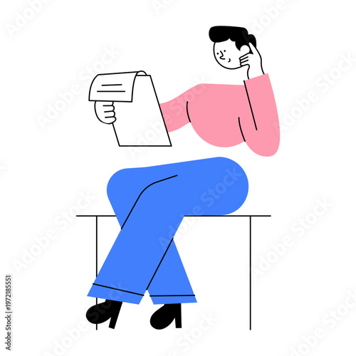 A flat style illustration showing a report review