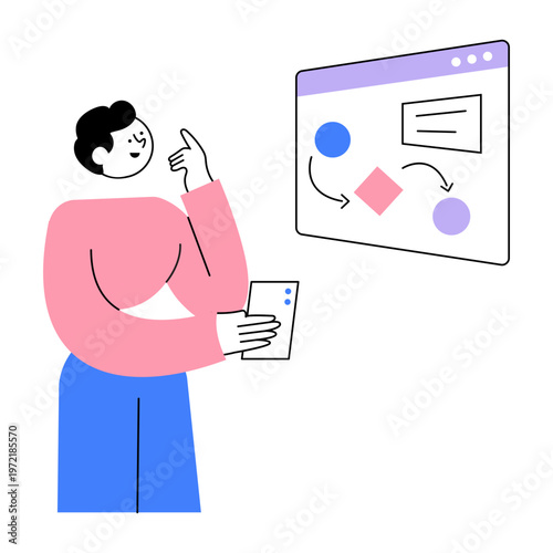 A flat style illustration showing task assignment