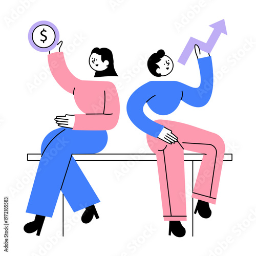 Flat style illustration showing profitability