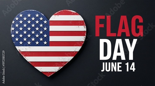 Heartfelt Flag Day: USA Flag in Distressed Heart Shape on June 14