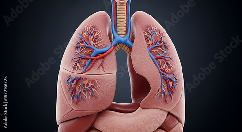A detailed illustration of the human lungs and respiratory system