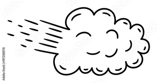Smiling Cloud Vector Illustration with Wind Effect