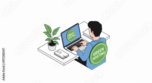 Green Hosting Concept: Sustainable and Eco-Friendly Web Development Illustration