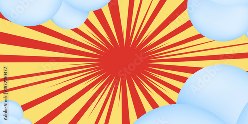 Vivid comic book backround with colorful clouds vibrant, graphic, blue,