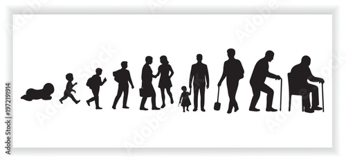 Aging Process Silhouette Set  Life Journey Illustration  Vector Design
