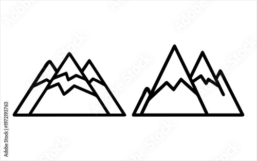 Mountain Icons Outline Minimal Line Style for Nature Landscape Design