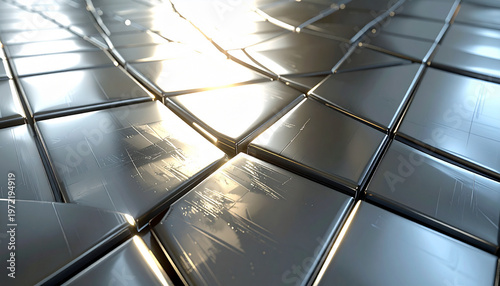 Abstract metallic tile pattern