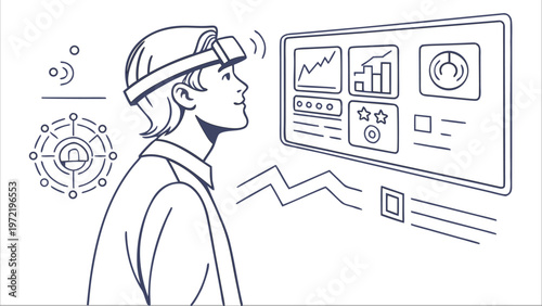 Augmented Reality Heads-Up Display with Holographic Interface and Futuristic Icons
