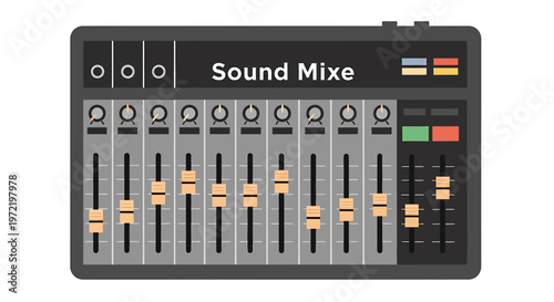 Audio Mixing Console with Sliders and Buttons for Sound Control