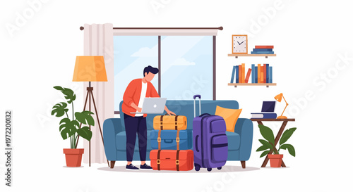 Man with travel luggage.