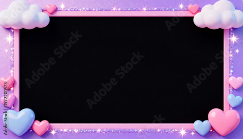 Cloud and Heart Pastel Screen Frame Background