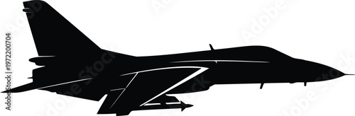 Silhouette of a modern fighter jet aircraft with missiles ready for flight