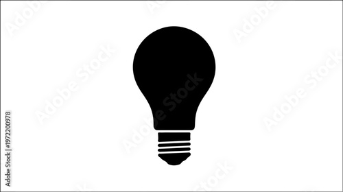 A simple black silhouette of a light bulb against a white background, centered