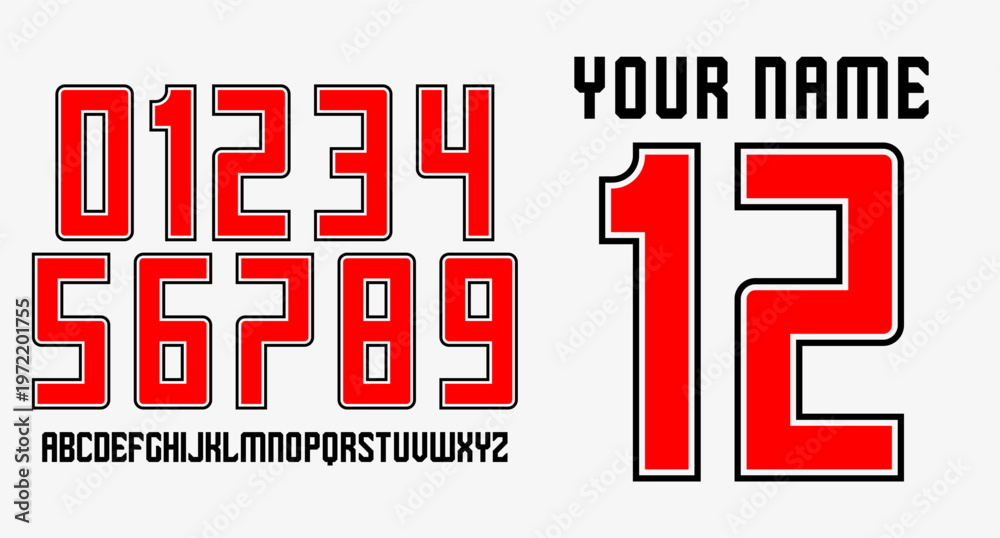 Obraz premium EDITABLE VECTOR HEXAGONAL GEOMETRIC NUMBER SET NAME SET LUXURY RETRO VINTAGE NAMESET FOR JERSEY