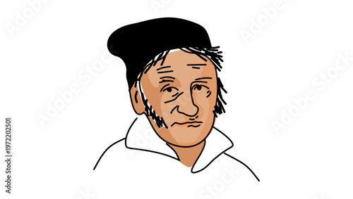Carl Friedrich Gauss portrait, flat vector illustration