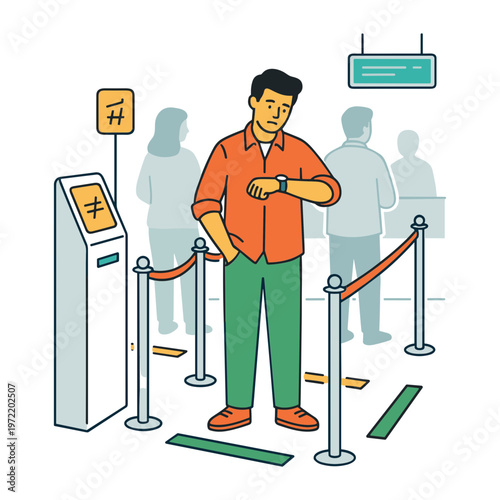 Illustration of People in Queue