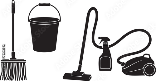 Cleaning tools and equipment for household chores and maintenance work