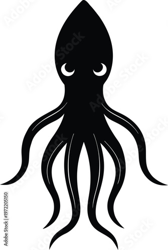 Vampire Squid silhouette vector art Illustration