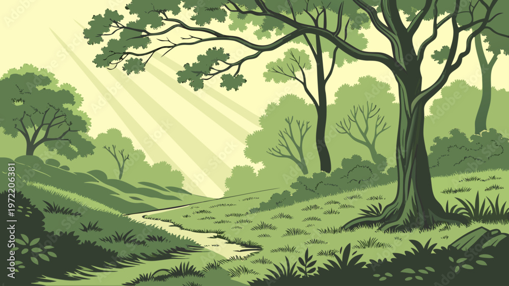 Fototapeta premium green forest landscape