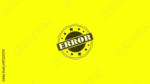 Animated animation of vibrant grunge rubber stamp with 'ERROR' text, animation of transparent rubber stamp icon with abstract warning message. 4K video.