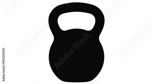 Black silhouette of a kettlebell weight isolated on a white background