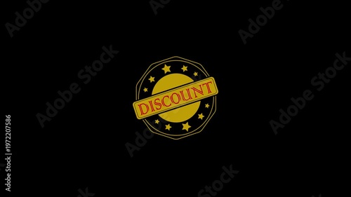 Discount rubber stump animation, Animated discount textured rubber stamp. 4K video.
