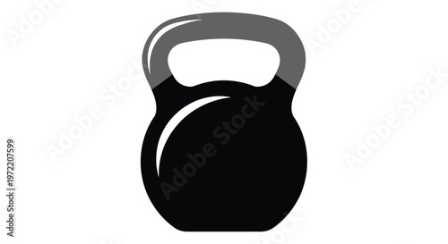 Black kettlebell icon on a white background representing fitness and strength training