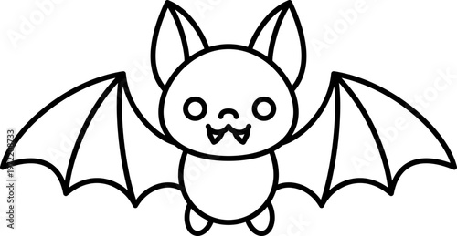 Vampire bat bat animal wing silhouette outline cute halloween Simple bat silhouette outline with spread wing, cute vampire bat face, dark