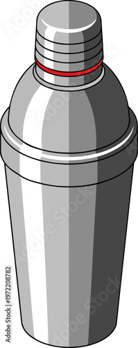 Professional Stainless Steel Cocktail Shaker Vector Illustration