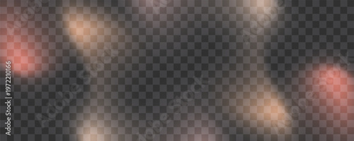 Artistic orange and red light leak with ragged organic shape. Perfect for left side placement to simulate heavy light exposure and dramatic cinematic film burn on dark background.Vector illustration