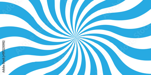 Abstract background with sunburst pattern blue vector ray design texture. Vintage sunrays illustration swirl grunge backdrop line spiral design.