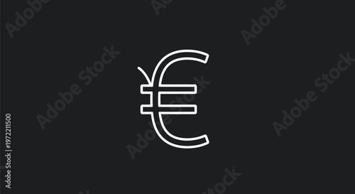 Minimalist Euro Symbol Icon on Dark Background for Finance.