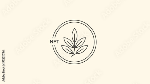 Minimalist NFT Logo Depicting a Leafy Branch Within a Circle.