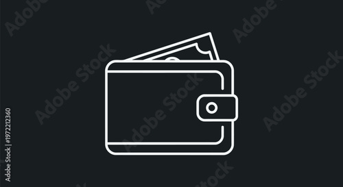 Minimalist Wallet Icon with Cash - Financial and Banking Concept.