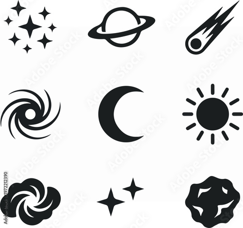 Celestial Bodies and Space Elements - A Collection of Icons.