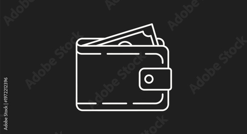 Minimalist Wallet Icon with Cash - Financial and Banking Concept.