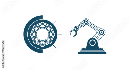 Robotic Arm and Gear Illustration - Modern Technology and Automation.