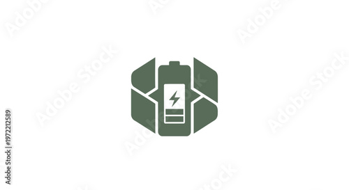 Modern Battery Icon - Green Energy and Power Symbol.