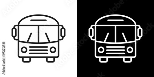 Bus Icon Of Line Black And White Style