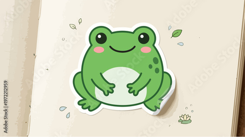 Cute cartoon frog sticker on a white background.