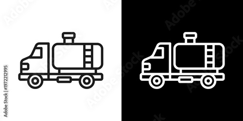 Tanker Truck Icon Of Line Black And White Style