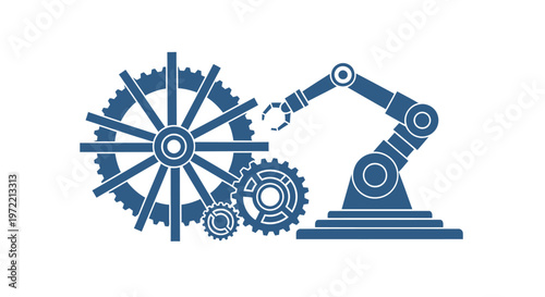 Robotic Arm and Gears - Industrial Automation and Technological Innovation.