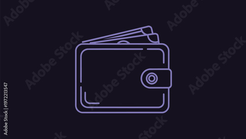 Minimalist Wallet Illustration with Cash on Dark Background.