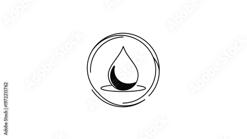 Simple black and white water drop logo design concept.