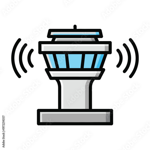 Air traffic control tower broadcasting signal aviation communication