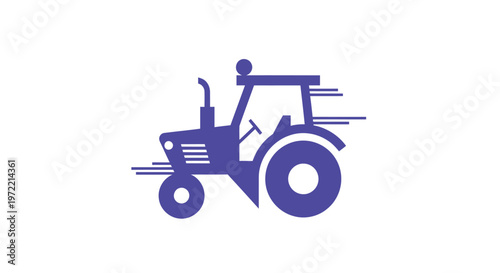 Modern Blue Tractor on White Background for Agriculture and Farming.